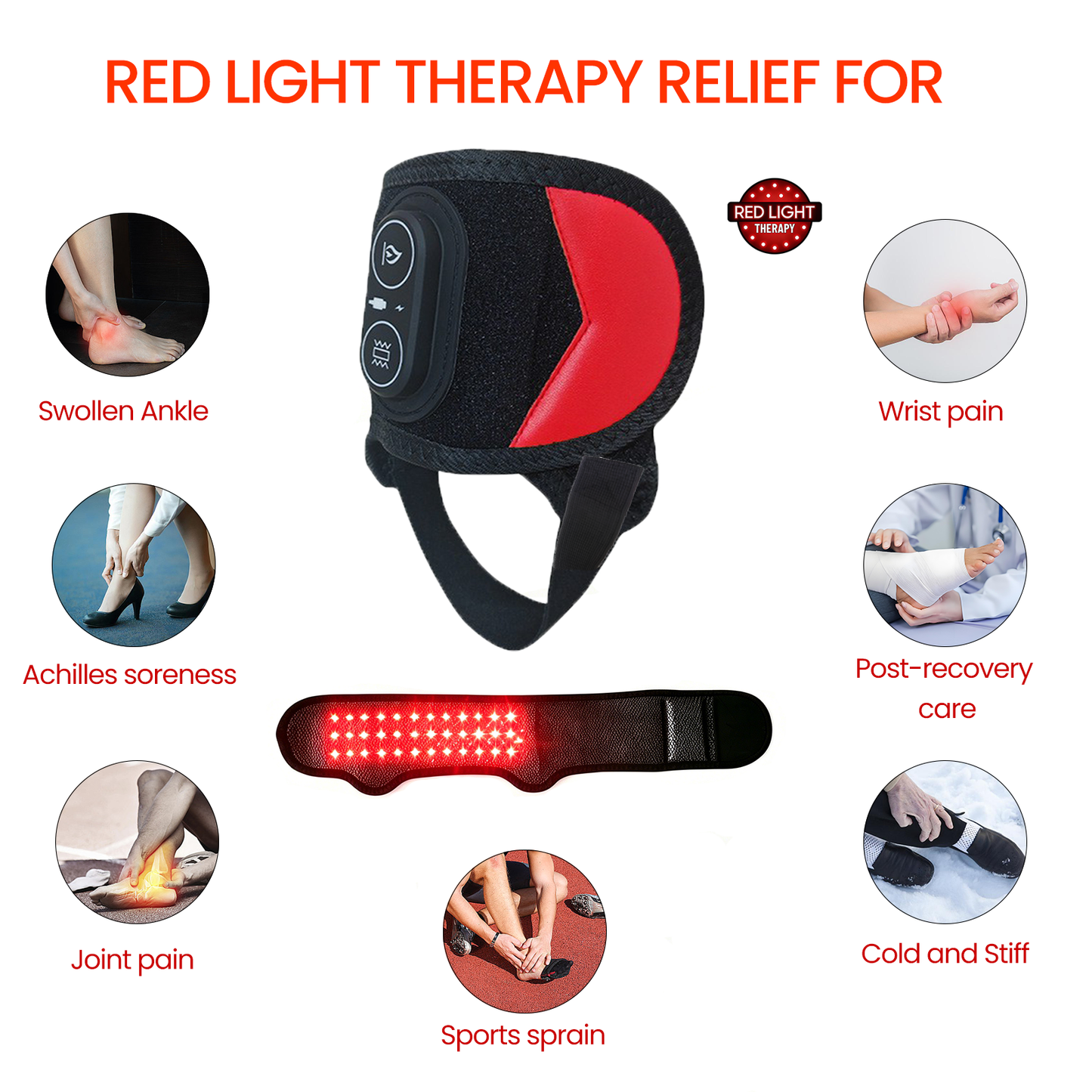 Cordless Red Light Therapy for Ankle Massager Heating Pad