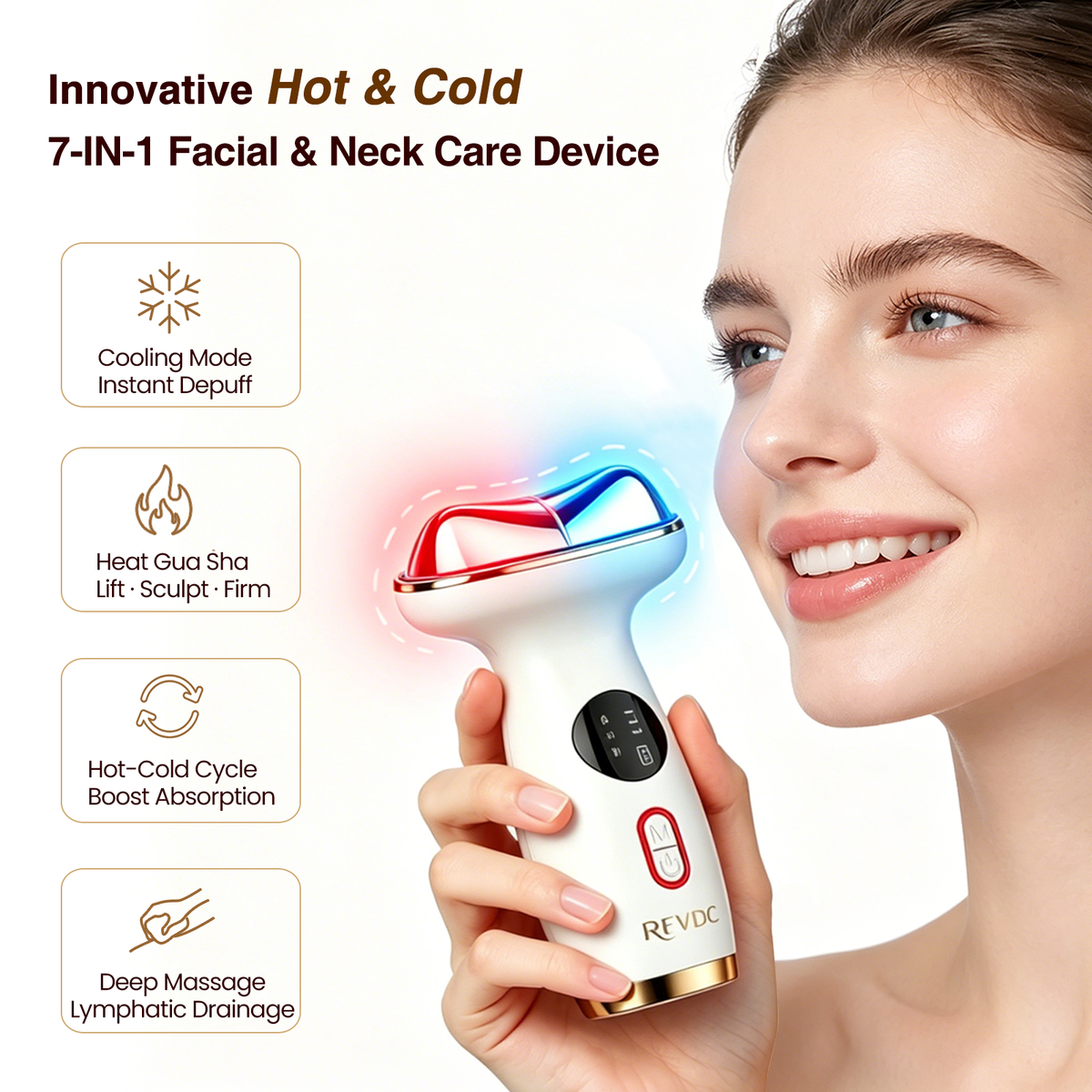 Face and Neck Gua Sha Facial Massager Hot and Cold for Puffiness & Firming Skincare Tool