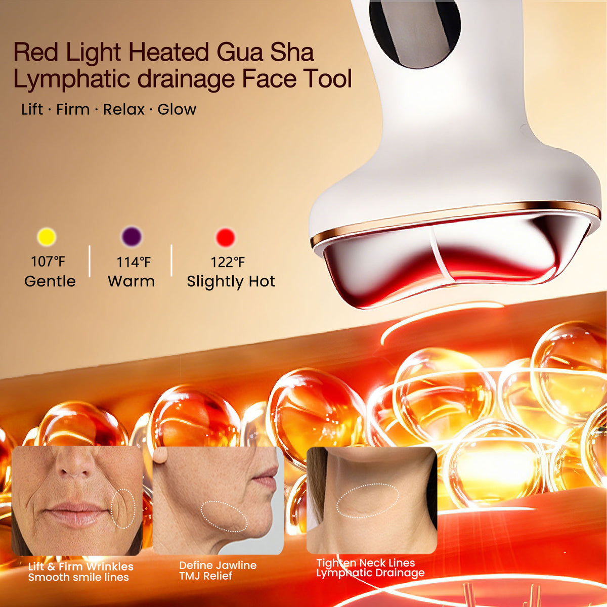 Face and Neck Gua Sha Facial Massager Hot and Cold for Puffiness & Firming Skincare Tool