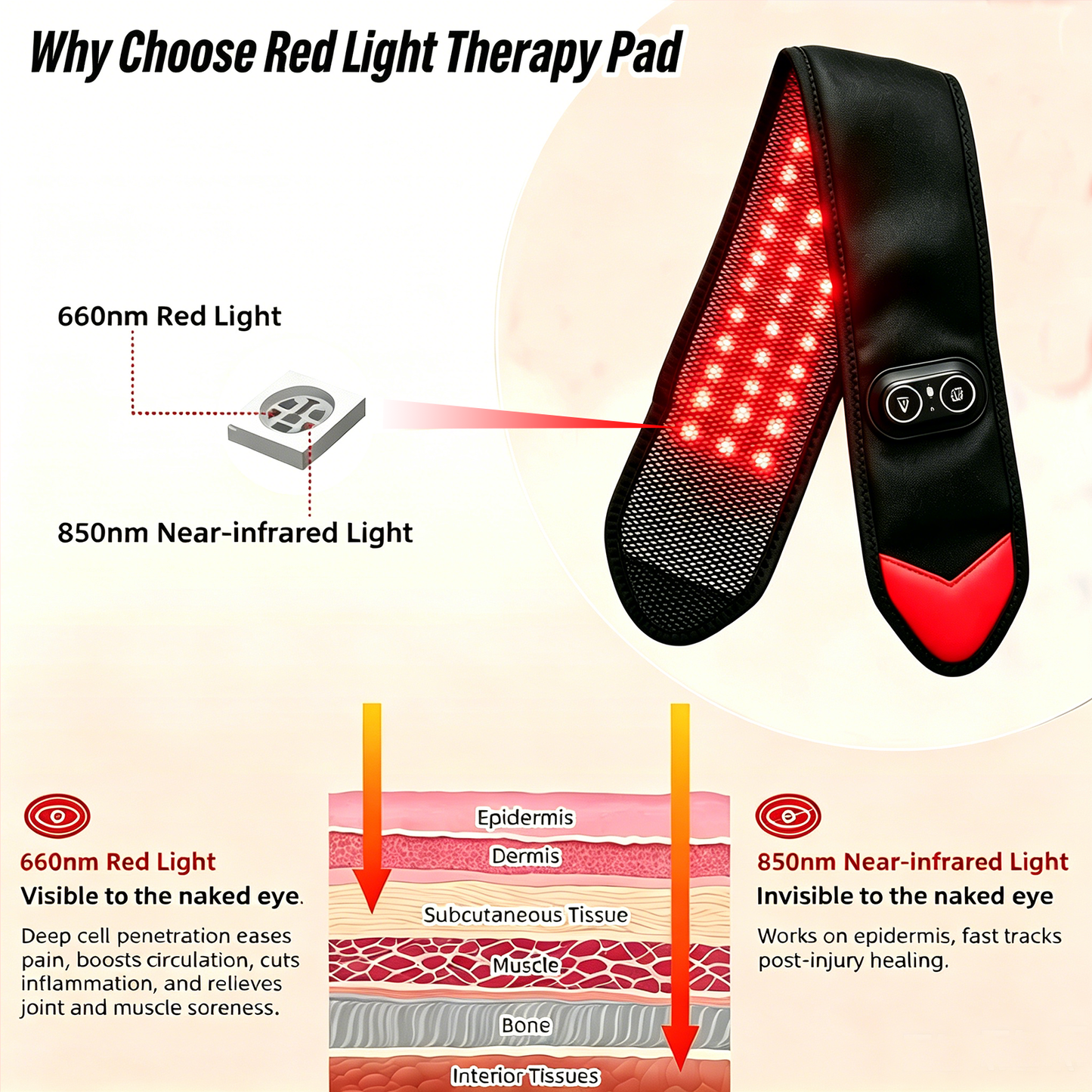 Red Light Heating Therapy  Wrap for Wrist Arm Leg Neck Ankle Massager