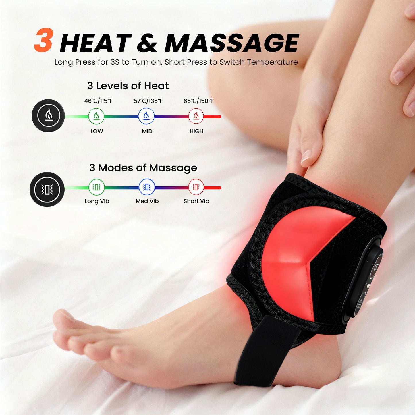Cordless Red Light Therapy for Ankle Massager Heating Pad